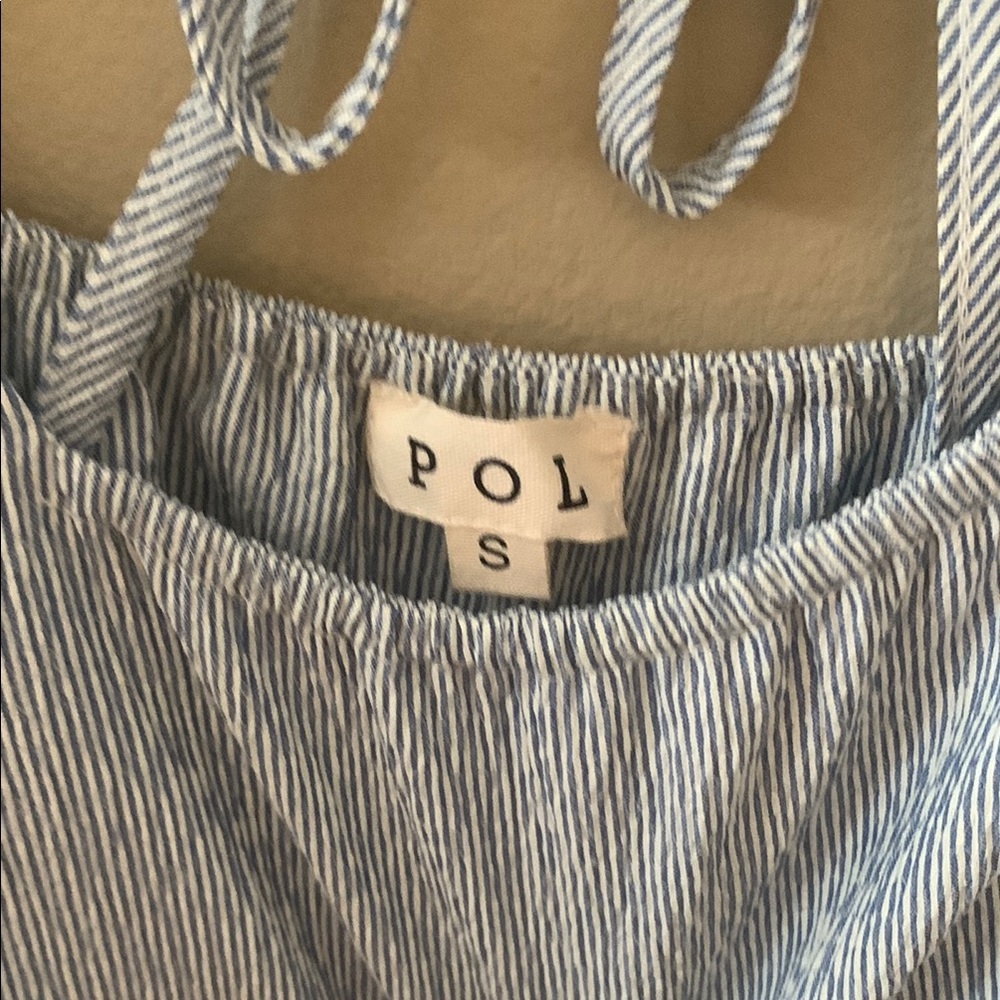 POL Blue Puff Sleeve Blouse with Ruffled Tie Front - Picture 2 of 3